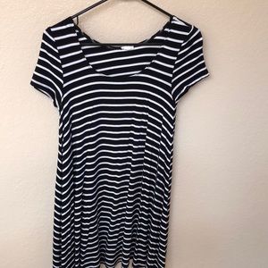Black and white striped t-shirt dress